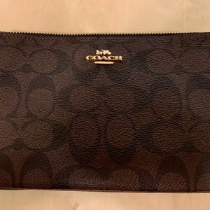 Coach black and brown classic wristlet